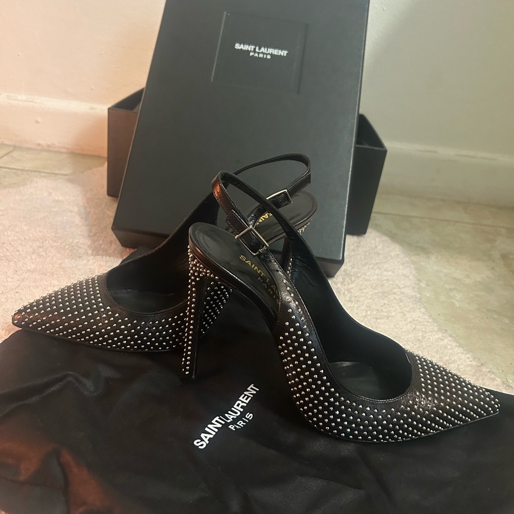 Saint Laurent Black Studded Heels